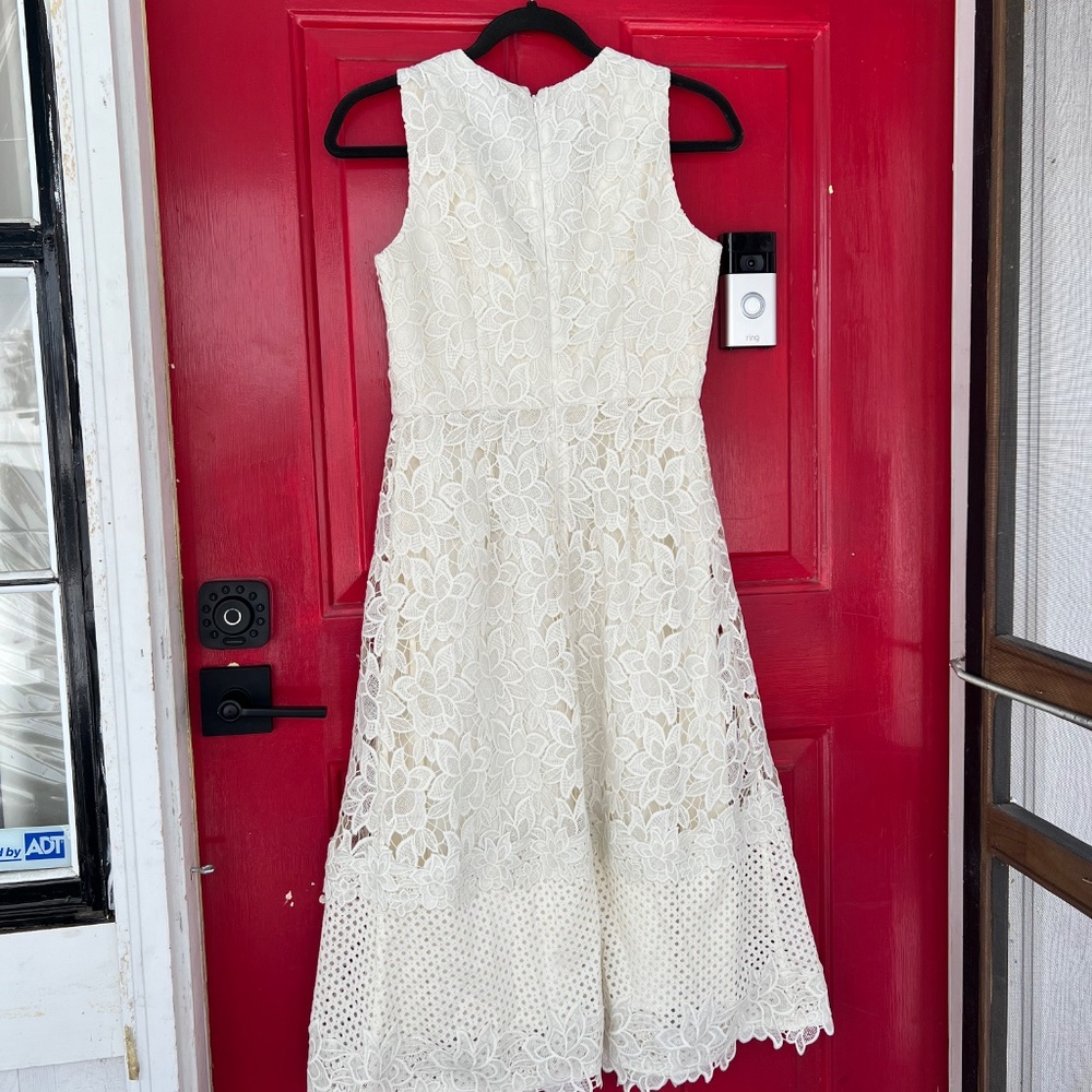 Ann Taylor New White Tank Top Dress Women's 4 Lace Wedding Summer Spring Flowers - Picture 3 of 9